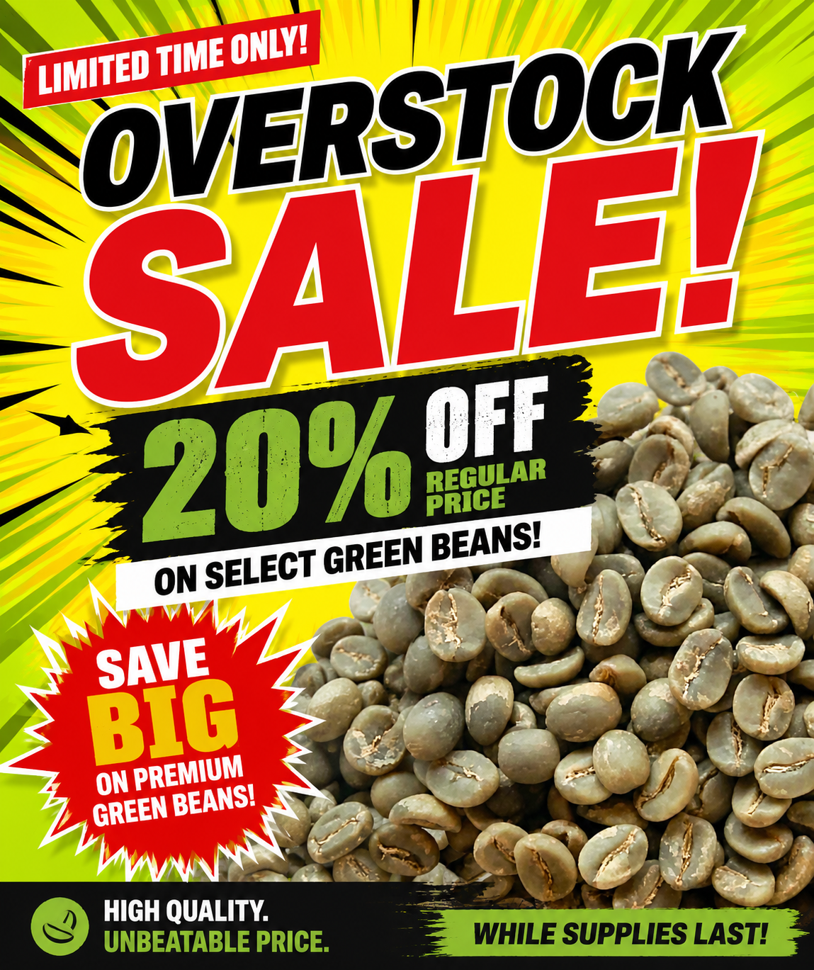 Overstock Discounted Green Coffee Beans